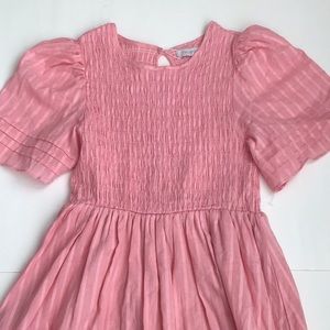 Smocked Puff Sleeve Maxi Dress in Pink